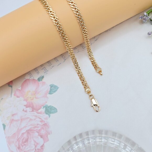 Rose Gold Flat Link Necklace with Elegant Bold Twist Design – 50cm, XPNL0053 - Picture 9 of 12